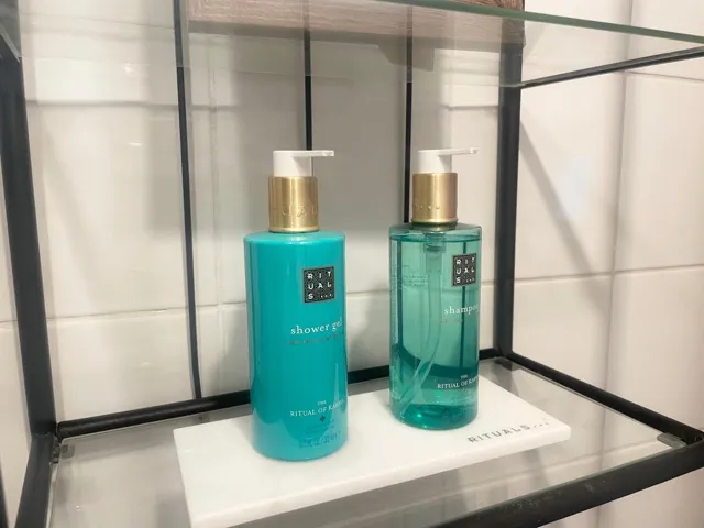 Handpicked toiletries — shower gel and shampoo in the bathroom